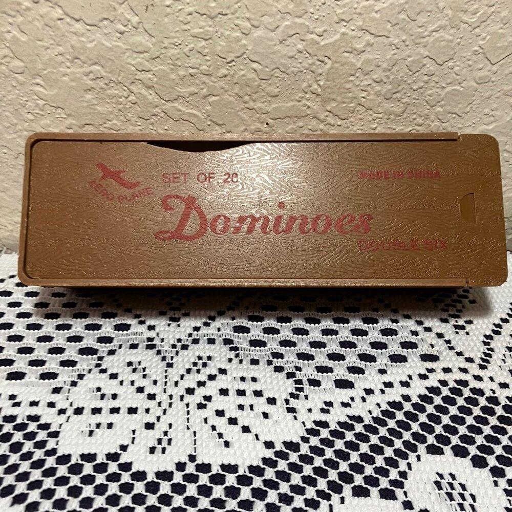 Aero Plane Dominoes Double Six Dominoes New in Plastic Case With Metal Spin